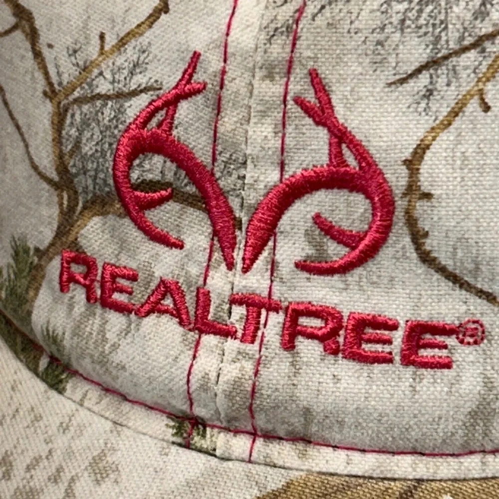 Realtree Embroidered Logo Womens Pink Camo Baseball Cap Adjustable OSFM